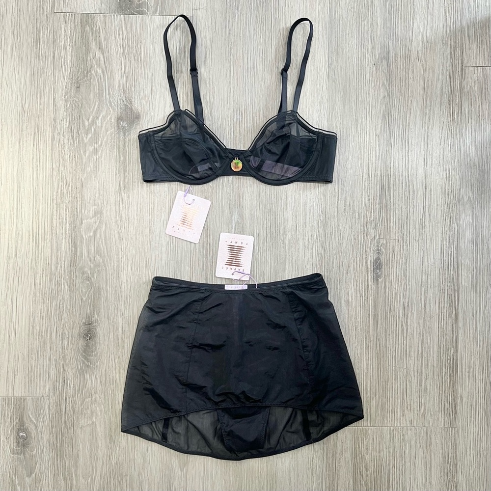 Savage X Fenty Black Sheer Underwire Bra with High-Waist Slip 🖤